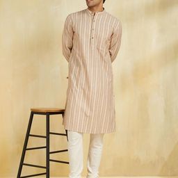 Fabindia Men Striped Thread Work Kurta-picture-50