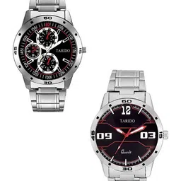 TARIDO Men Dial & Stainless Steel Bracelet Style Straps Analogue Watch Combo_2Watch_009_-image-42