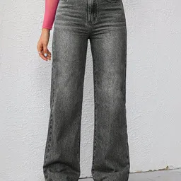 Glossia Women Comfort Straight Fit High-Rise Light Fade Acid Wash Stretchable Jeans-picture-35