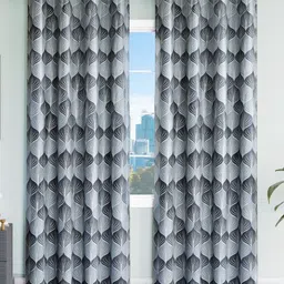 Aura Grey Set of 2 Floral Door Curtain-54