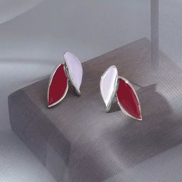 FIMBUL Silver Plated Leaf Shaped Studs-38