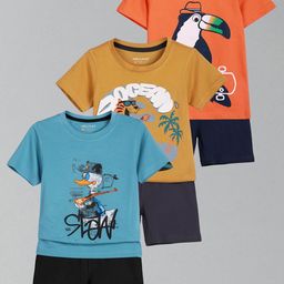 HELLCAT Boys Pack Of 3 Printed Short Sleeves T-shirt With Shorts-image-84