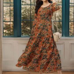Deewa Paisley Print Crepe A-Line Maxi Dress-image-21