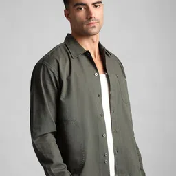 Beyoung Men Classic Solid Casual Cotton Shacket-image-62