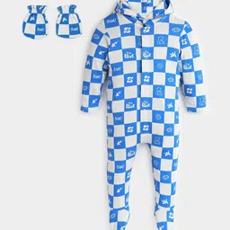 Somersault Kids Checked Hooded Cotton Sleepsuit-picture-16