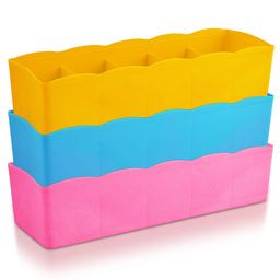 Kuber Industries Pink & Blue Pack of 3 Regular 5 Grid Undergarment Drawer Organisers-47