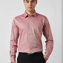 Van Heusen Slim Fit Micro Ditsy Printed Pure Cotton Formal Shirt-picture-4