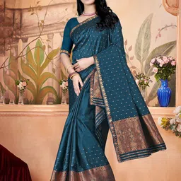 KAMDAR Morpeach Poly Pat Silk Blend Assamese Mekhela Sador-picture-3