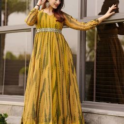 Krunal Raiyani Floral Print Crepe Fit & Flare Maxi Dress-image-88