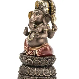 Ashnam Diverse Expression Brown & Gold-Toned Lord Ganesha Religious Idol Showpiece-image-87