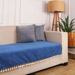 STITCHNEST 1 Seater Blue Chenille Seat Cover-image-12