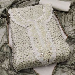 HERE&NOW Embellished Organza Unstitched Dress Material-picture-31