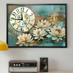 Art Street Blue & White Floral Wooden Wall Art With Clock-14