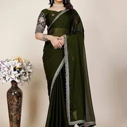 MADHUR HAND WORK ART Sequinned Tissue Saree-picture-42