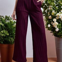 DressBerry Women Textured Relaxed High-Rise Trousers-image-83