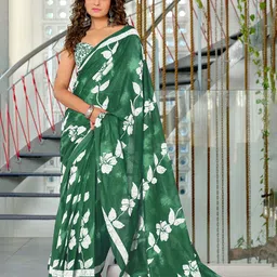Pandadi Saree Woven Design Block Print Saree With Blouse Piece-15