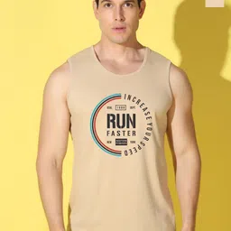 WOOSTRO Pack Of 2 Printed Combed Cotton Gym Vests VWS26(RUN RUST)(PLAIN RUST)-99