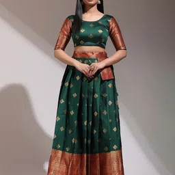 Payu Semi-Stitched Lehenga & Unstitched Blouse With Dupatta image 5