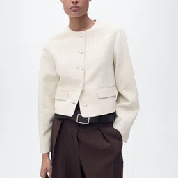 MANGO Collarless Tailored Crop Jacket-picture-11