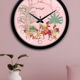 RANDOM Pink & Black Printed Contemporary Wall Clock-52