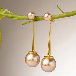 Maasha Stainless Steel Pearls Beaded Contemporary Drop Earrings-18