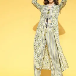 CHIRAAI Women Printed Top & Trousers With Shrug Pure Cotton Co-Ords-image-55