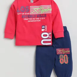 TINY BINY Boys Printed Round Neck Pure Cotton T-Shirt With Jogger-image-53