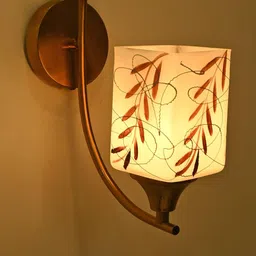 1ST TIME White & Gold-Toned Printed Glass Cylinder Shaped Wall Lamp-picture-25