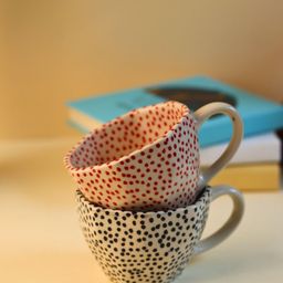 WEAVING HOMES Red & Black Printed Ceramic Glossy Cups Set of Cups and Mugs-4
