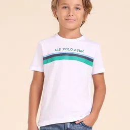U.S. Polo Assn. Kids Boys Striped Round Neck Cotton T-shirt-picture-49