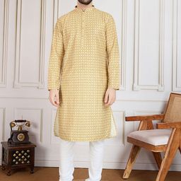 House of Pataudi Printed With Embroidered Cotton Straight Kurta-image-70