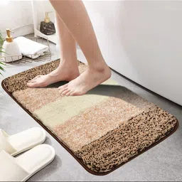GBL COLLECTION Brown & Beige Textured Anti-Skid Bath Rug-28