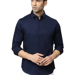 ISUEL FAB Men Navy Blue Cotton Solid Casual Shirts-picture-37