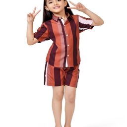 BAESD Girls Striped Pure Cotton Shirt With Shorts-image-83