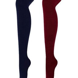 TRAZO Pack Of Women 2 Thigh High-Length Socks-14
