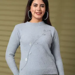 all about you Women Embroidered Woollen Pullover-image-26
