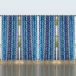 270 cm (9 ft) Polyester Semi Transparent Long Door Curtain (Pack Of 4) (Printed, Blue)-image-56
