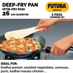 hawkins Futura 3 Pc Cookware Set 3-Flat Tava, All-Purpose and Stir-Fry Pan Combo (NSET3) Tawa 22 cm diameter with Lid image 5
