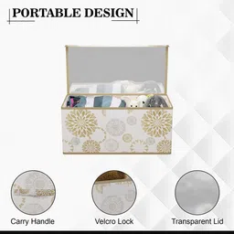 Kuber Industries White 4 Pieces Printed Drawer Organisers With Transparent Lid image 4