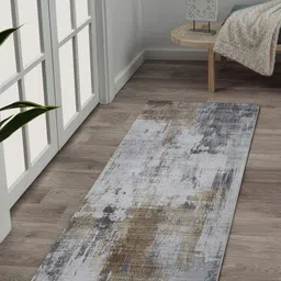 OBSESSIONS Cream-Color & Grey Abstract Rectangular Bedside Runners-24