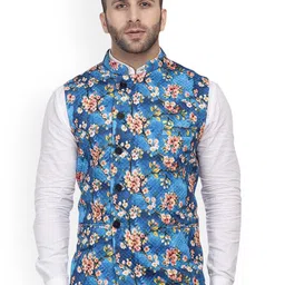 VEERA PARIDHAAN Printed Cotton Nehru Jacket-image-18