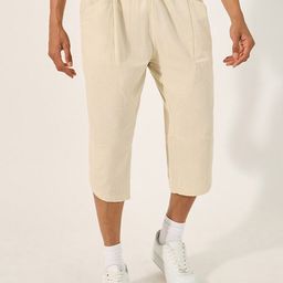 Styli Men Relaxed Fit Cropped Cotton Linen Blend Trousers-image-72