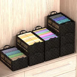 Kuber Industries Black & Beige 8 Pieces Printed Drawer Organisers-8