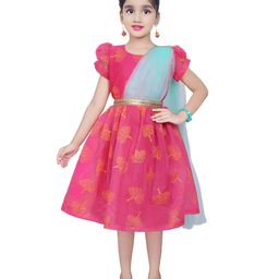 BAESD Girls Embellished Puff Sleeve Fit & Flare Dress-image-44