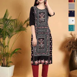 7Threads Selection Of 6 Floral Printed Round Neck Straight Kurtas-image-47