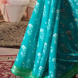 Mitera Bagh Zari Block Print Saree image 4