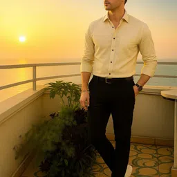encore by INVICTUS Men Slim Fit Solid Spread Collar Casual Shirt-picture-11