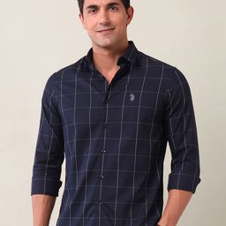 U.S. Polo Assn. Men Tailored Fit Opaque Checked Casual Shirt-image-99