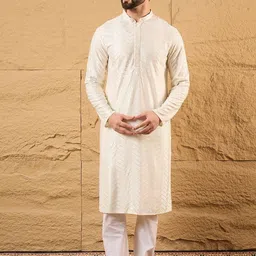 Ethnic Bay Men Chevron Embroidered Kurta-picture-15
