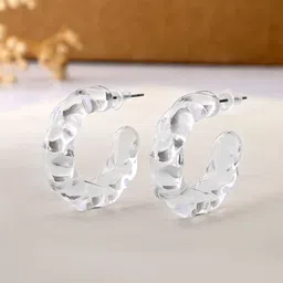 Voylla Quirky Twisted Chunky Half Hoop Earrings-image-17